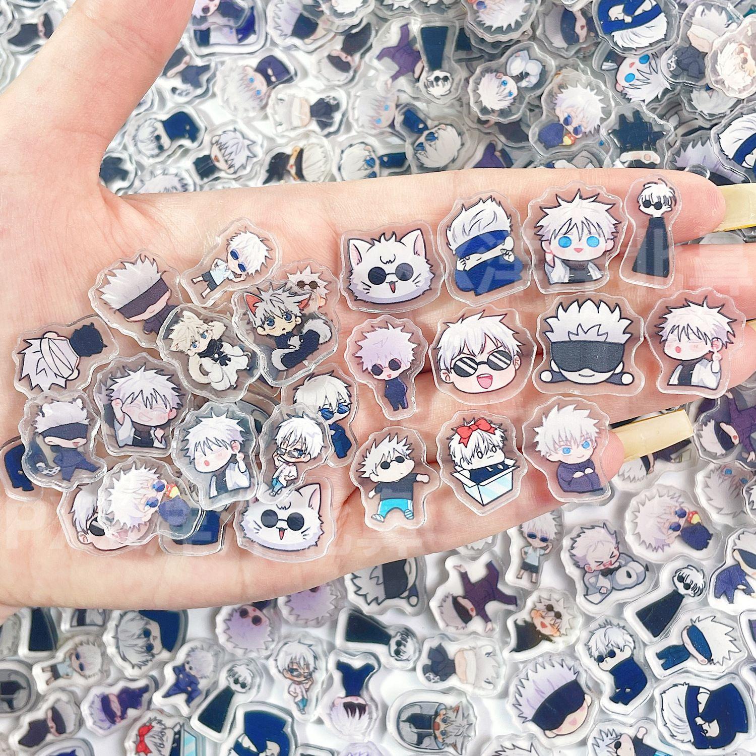 2cm Jujutsu Kaisen Satoru Gojo enkelvoudig acryl anime cartoon DIY planner Li Ma telefoonhoesje accessoire 100pcs random