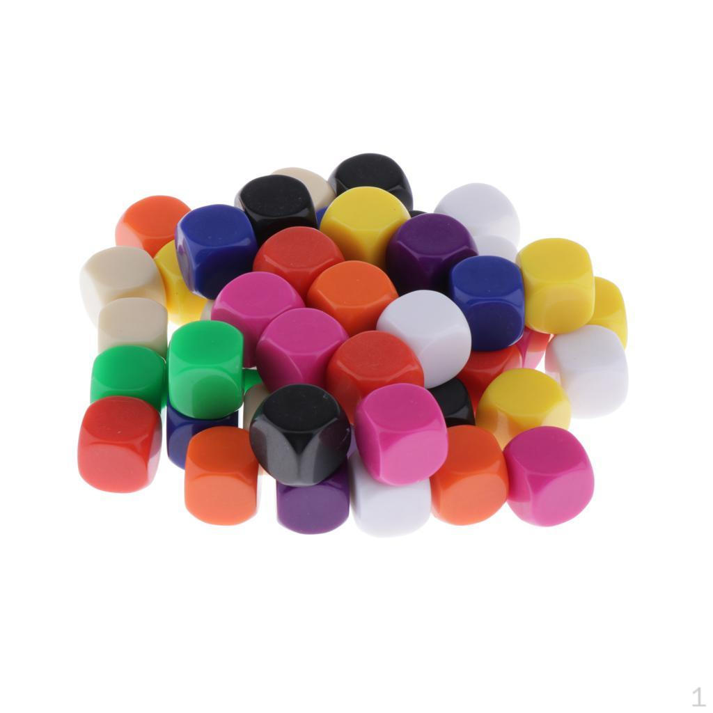 16MM Bunte Acryl-Rohlinge Würfel für Klassenzimmer Brettspiele, DIY Aufkleber, Mathe Zählunterricht,