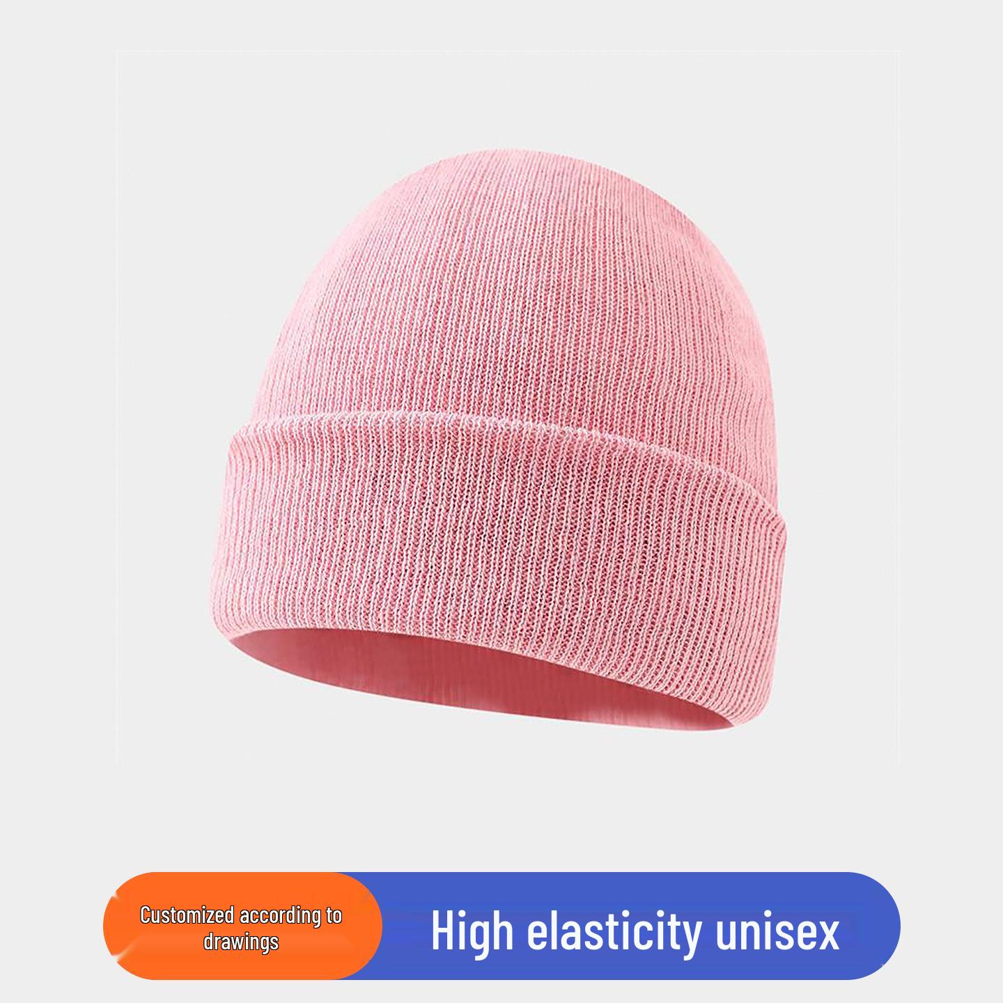 

Персонализированная зимняя шапка бини с логотипом - Вязаная шапка с вышивкой на заказ, Теплый осенний подарок, Однотонная One Size розовый