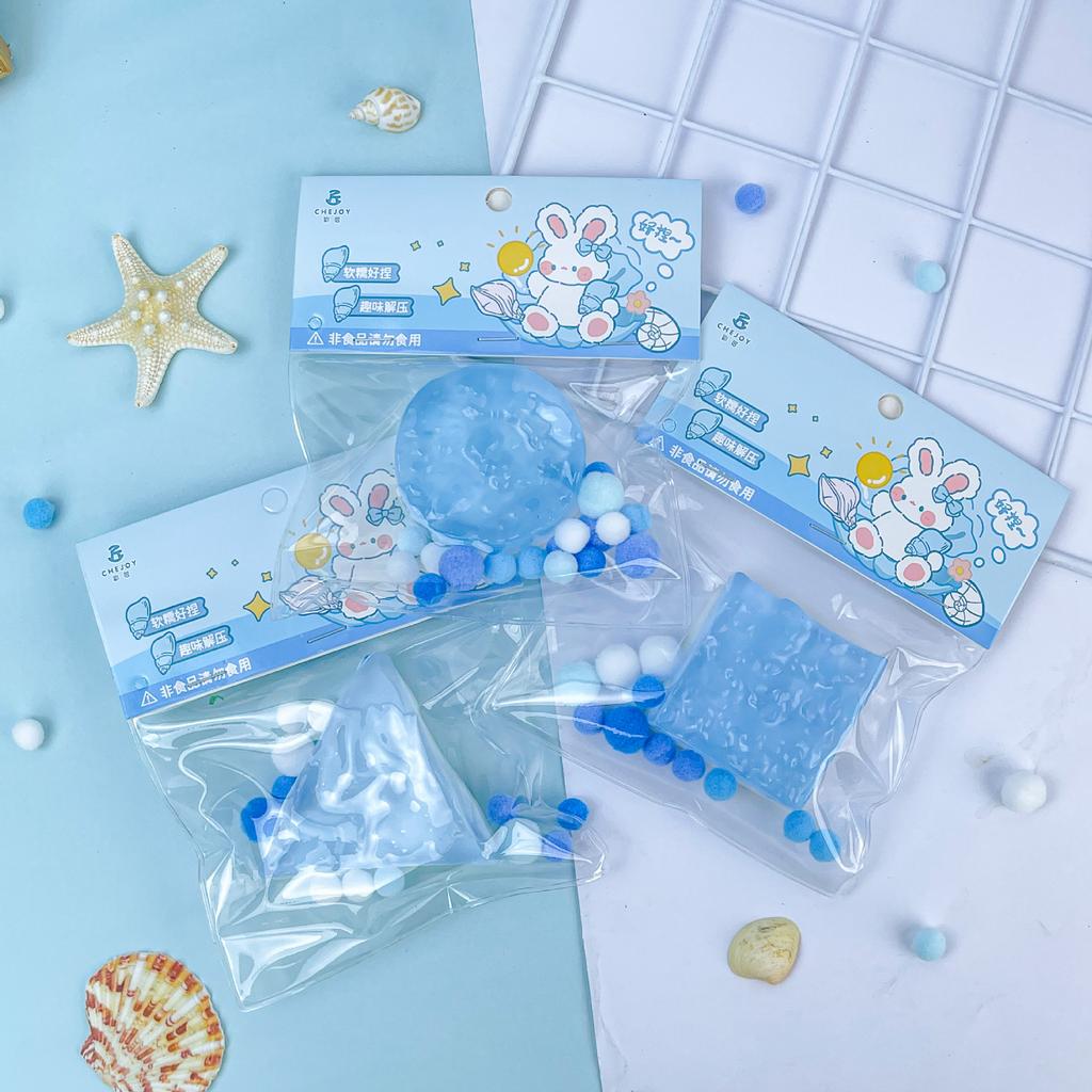 Transparent Ocean Mousse Squeeze Toy Squishy Square Fidget Toys Super Soft Circle Antistress Pinch Decompression Sensory Toy