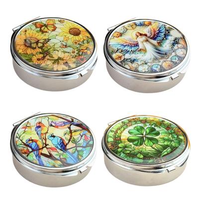 Portable Metal Jewelry Organiser With Mirror And Secure Closure For Travel Medicine Storage Container with Compartment