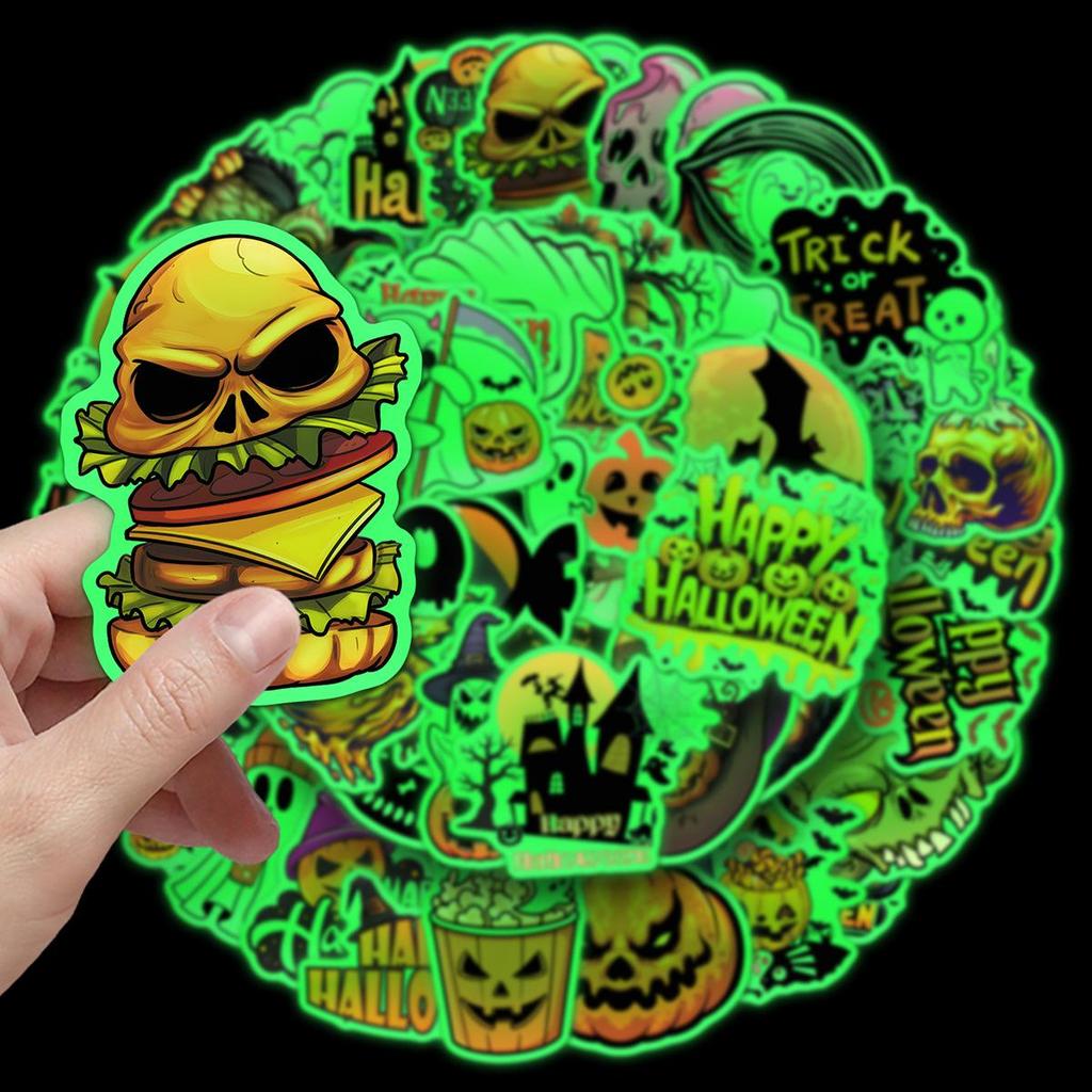 50 Halloween Classic Decoration Stickers: Funny, Waterproof for Suitcases, Speakers, Desktops