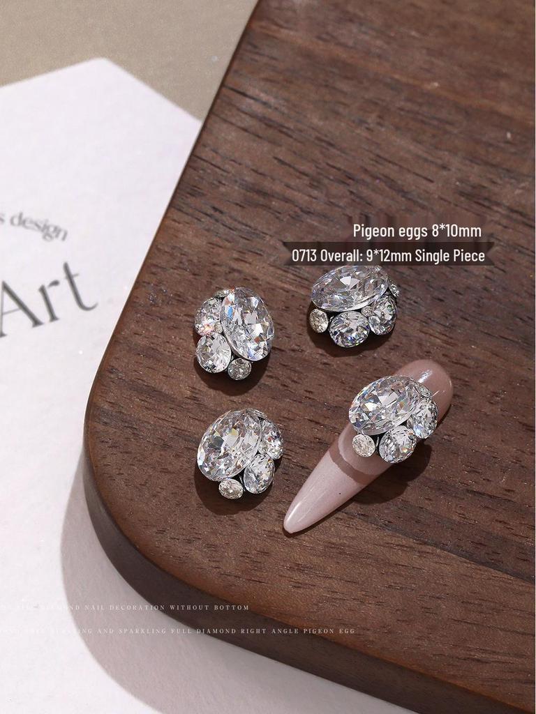 Zircon Rhinestone Nail Art – Blindingly Shiny, Handmade Long Right Angle Rhinestone Ball Pigeon Egg Decoration