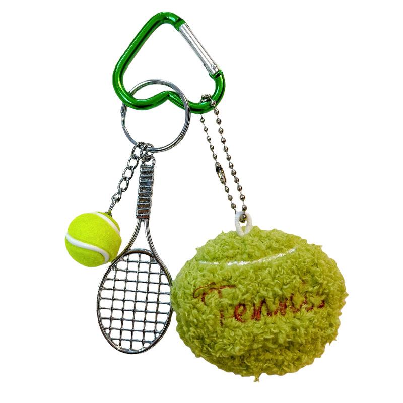 Plush doll pendant, keychain tennis racket pendant, small mini tennis souvenir, bag pendant, small gift.