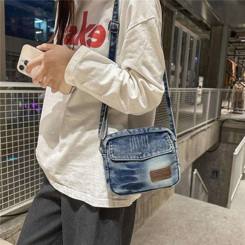 Denim Mobile Phone Bag Letter Shoulder Crossbody Bag