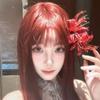 Red Other Side Flower Simulation Flower Hairpin Retro Mori Advanced Hairpin Head Flower Super Fairy Exquisite Side Broken Hair Card