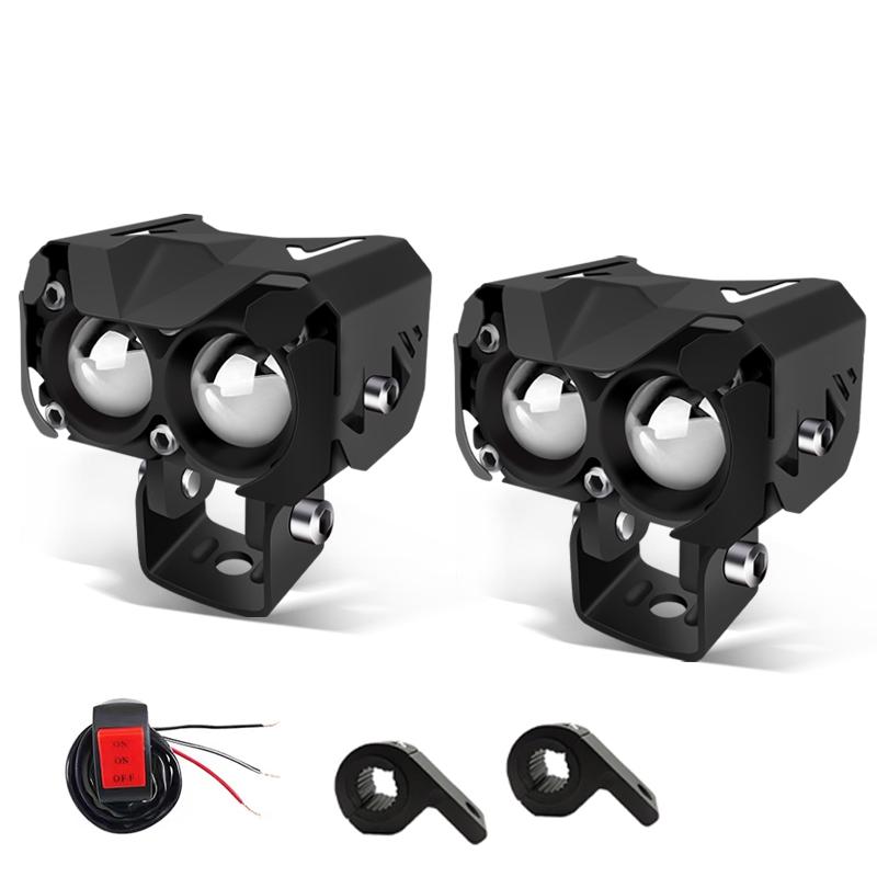 1/2Pcs Motorcycle LED Spotlight Dual Color Hi/Low Beam Fog Lamps for Car Trucks SUV UTV 12V 24VMini Lens Headlight Driving Light