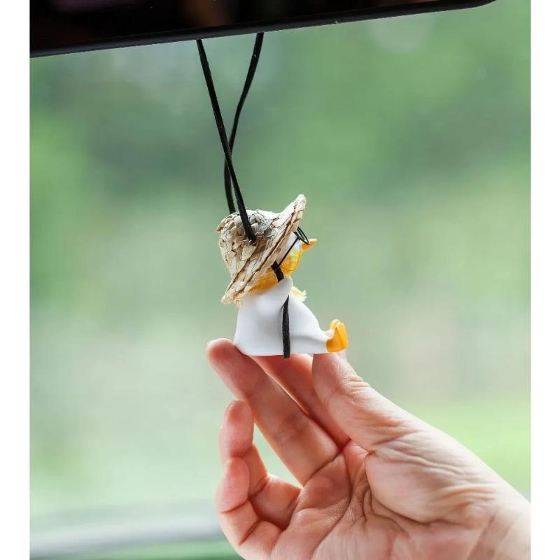 Cute swing duck car pendants, holiday swing duck car interior decoration and glasses rearview mirror pendants, car parts