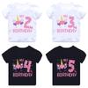 1 2 3 4 5 6 7 8 9 Th Years Birthday Unicorn Print Cute Girls Clothes Summer Short Sleeve Kids T Shirt Baby Customize T-Shirts