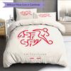 Schweiz Fußball Nationalmuster Bettwäsche Heimdekoration Geburtstagsgeschenk (1 Bettbezug + 2 Kissenbezüge, ohne Füllung),Fanartikel.