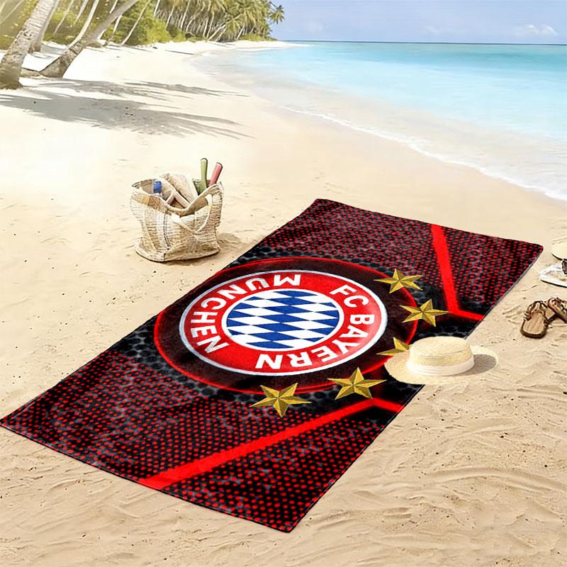 FC Bayern Munchen Print Beach Towel, Large Soft Quick Dry Towel for Beach Camping Swimming