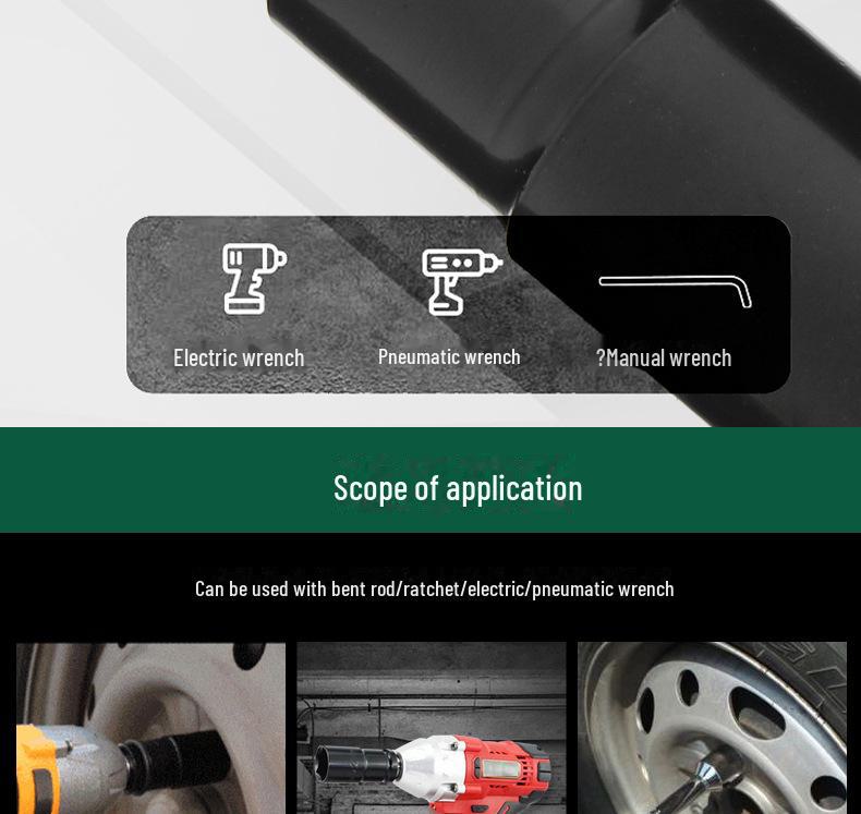 Pneumatischer Elektroschrauber: 10-teiliger schwarzer Sechskant-Steckschlüsselsatz mit verlängerter Spitze