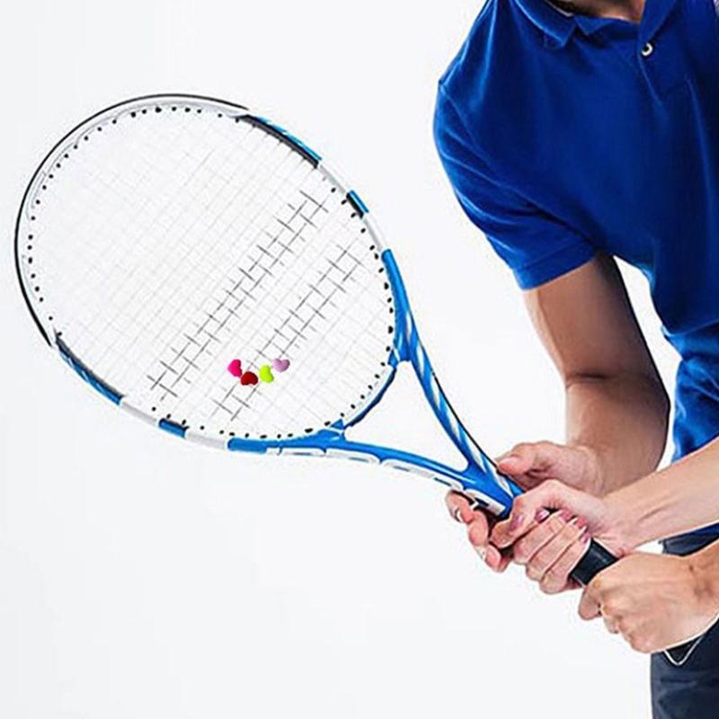 Heart-Shaped Tennis Vibration Dampeners with Flexible Construction for Practice, Casual Play, and String Bed Placement