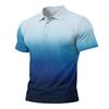 Men Loose Fit Casual Gradient Print Short Sleeve T Shirt with Turn Down Collar Comfortable Soft Fabric Stylish Design