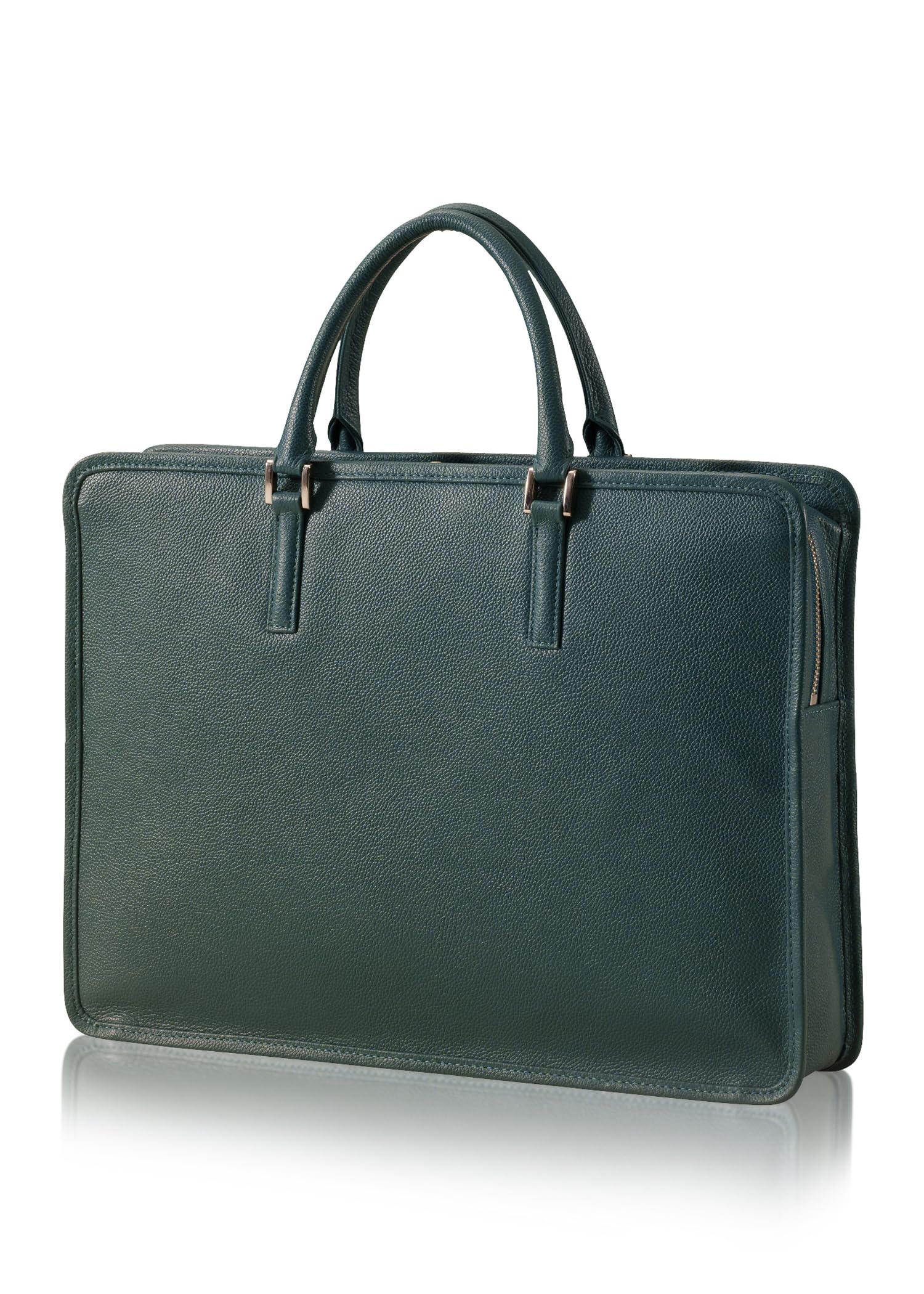 

[Business Leather Factory] Slim Business Bag (Square) Made with Water-Repellent Original Genuine Cowhide Leather, Unisex, Slim Design, Fits 14-inch