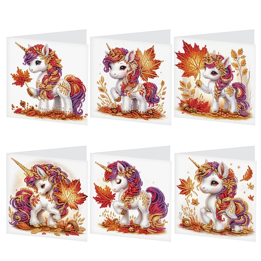 6Pcs Colorful Pattern DIY Diamond Painting Greeting Card with Envelope Diamond Birthday Blessing Card for Friend Family Lover