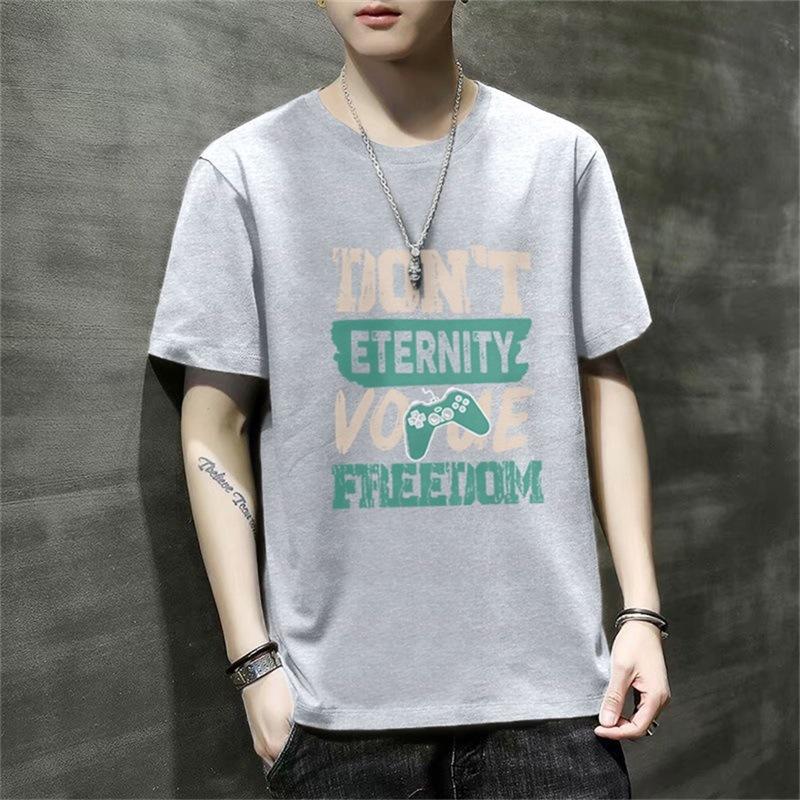 Men'S Short-Sleeved T-Shirt New Summer Trend Korean Version Loose Bottoming Shirt Clothes T-Shirt Large Size Teen
