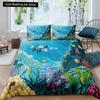 Kid Underwater World Oasis King Queen Duvet Cover Ocean Fish Coral Bedding Set Marine Life Quilt Cover Polyester Comforter Cover