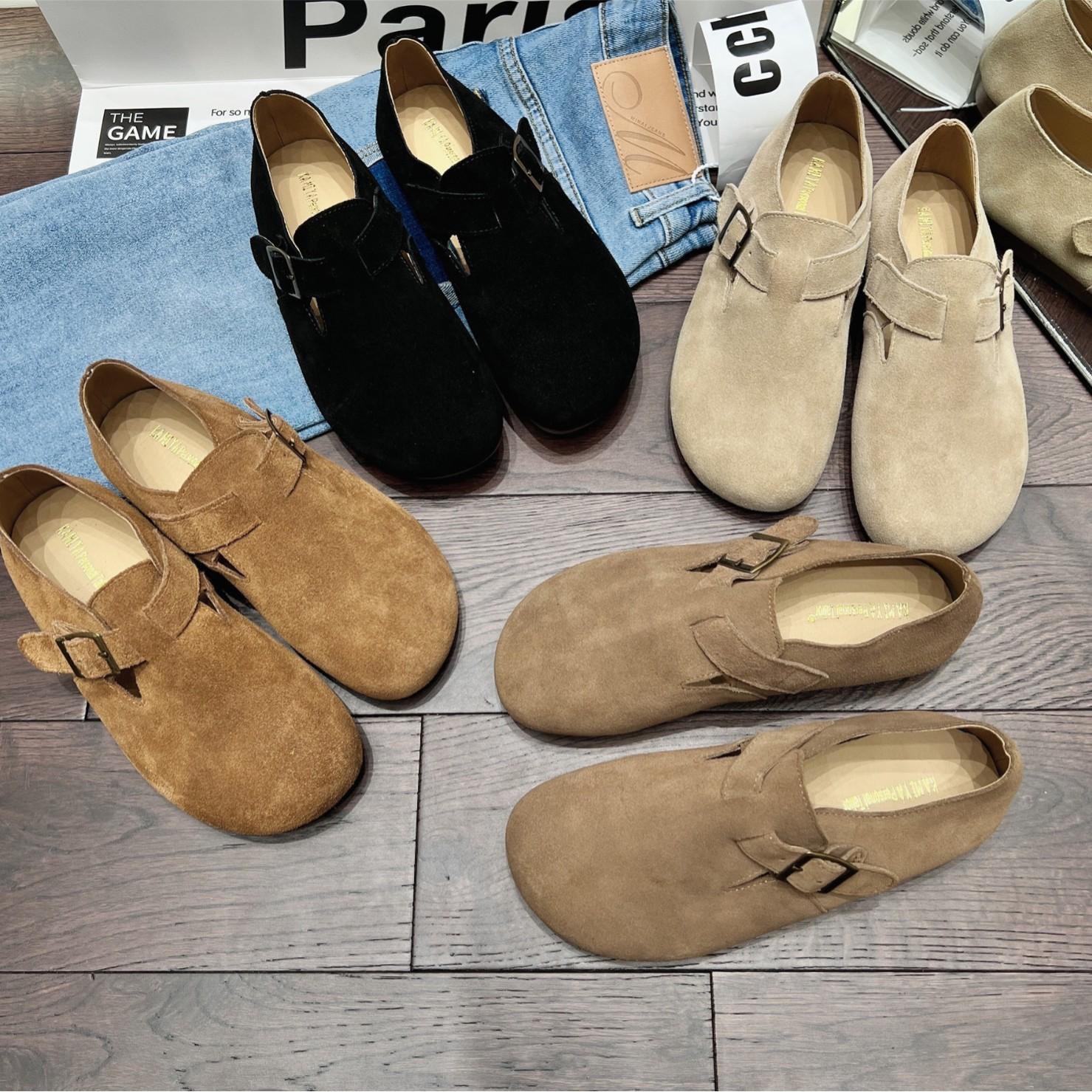 

Women s genuine leather autumn and winter new lazy one-pedal soft-soled retro outer casual single shoes 40 верблюд