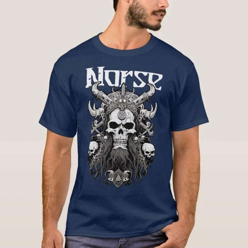 

Nordic Warrior Skull Scandinavia Style Norse TShirt 100 Cotton ONeck Short Sleeve Summer Casual Mens Tshirt Streetwear 4XL