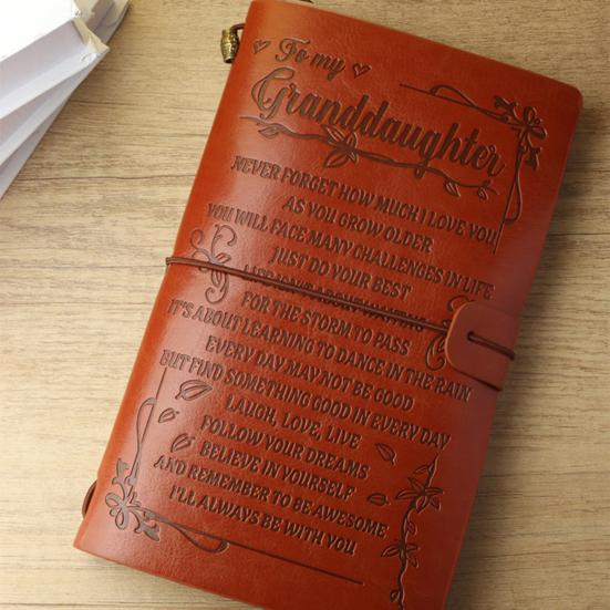 Journal Notebook Loose-Leaf Refillable Faux Leather Cover with Elastic Strap