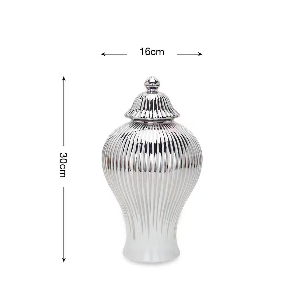 Ceramic Ginger Jar Golden Stripes Decorative General Jar Vase Porcelain Storage Tank with Lid Handicraft Home Decoration Vases