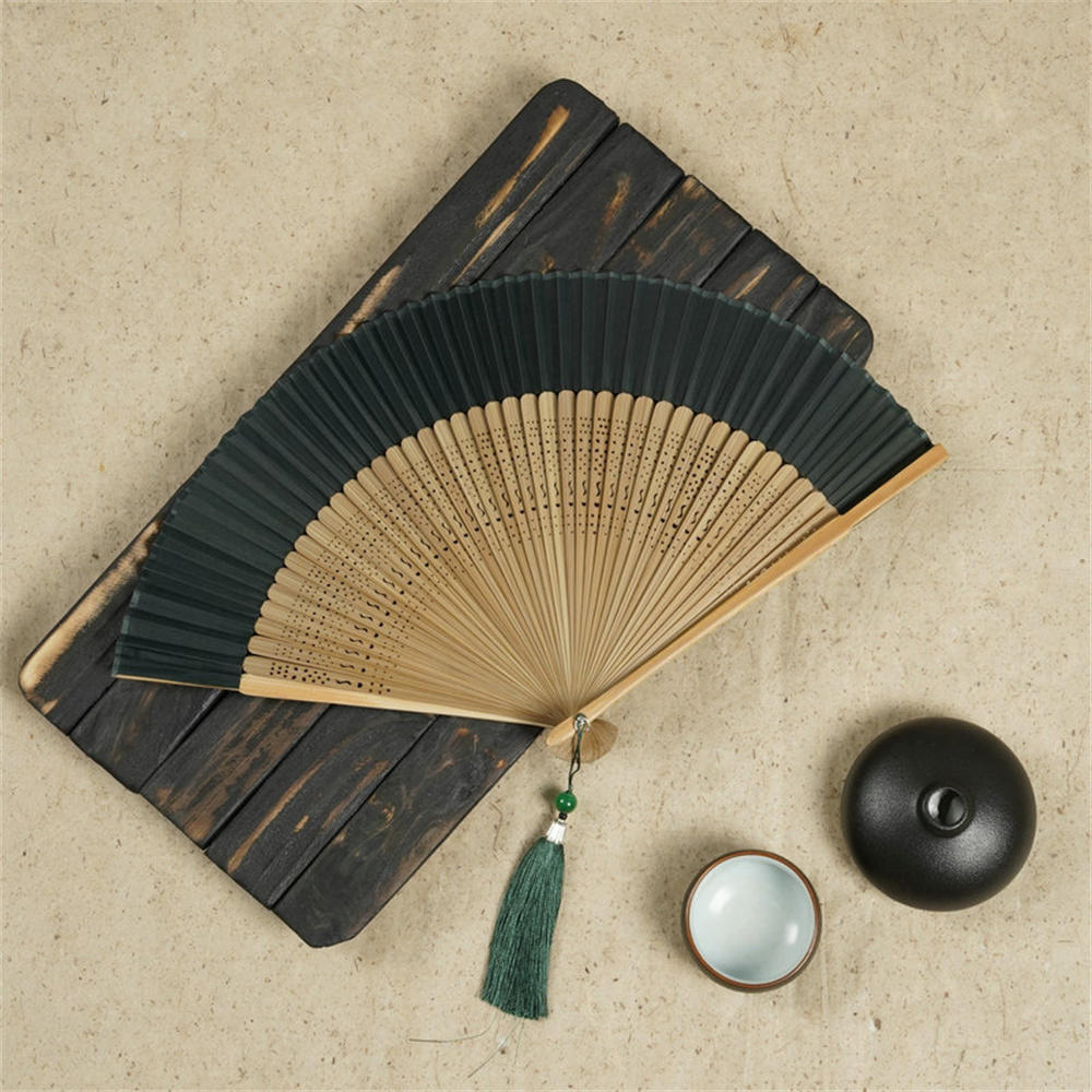 Carved Bamboo Folding Fan Wedding Party Dance Hand Fan Prop Home Decor Chinese Art Craft Wooden Vintage Hollow Antiquity Fan NEW