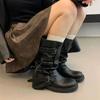 Inner height increase 7cm medium tube belt buckle retro British style knight boots women's 2025 autumn and winter new long tube fashion boots