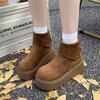 Fashion Winter New Thick Snow Boots Women's Round Head Suede Rivet Back Zipper Anti-slip Wear-resistant Short Boots