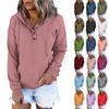 Damen Pullover Hoodies Tops Lässige Button-Down-Sweatshirts mit langen Ärmeln und Taschen