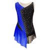 Kids Girls Sparkly Rhinestone Leotard Sheer Mesh Patchwork Sleeveless Dance Gymnastics Figure Skating Dress