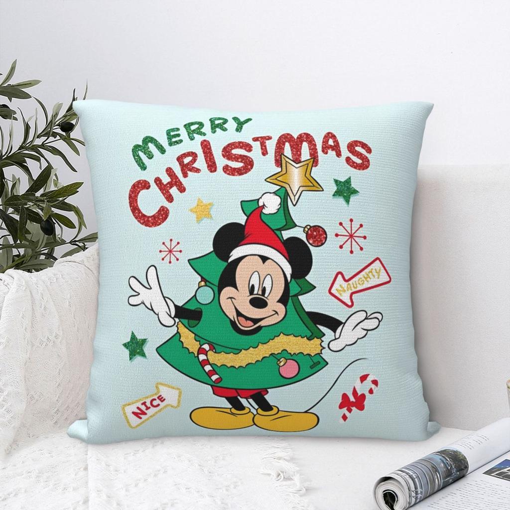 Kawaii Mickey Mouse Christmas Pillowcase Double-sided Printing Cushion Cover Decorations Pillow Case Cover Home Square 18''
