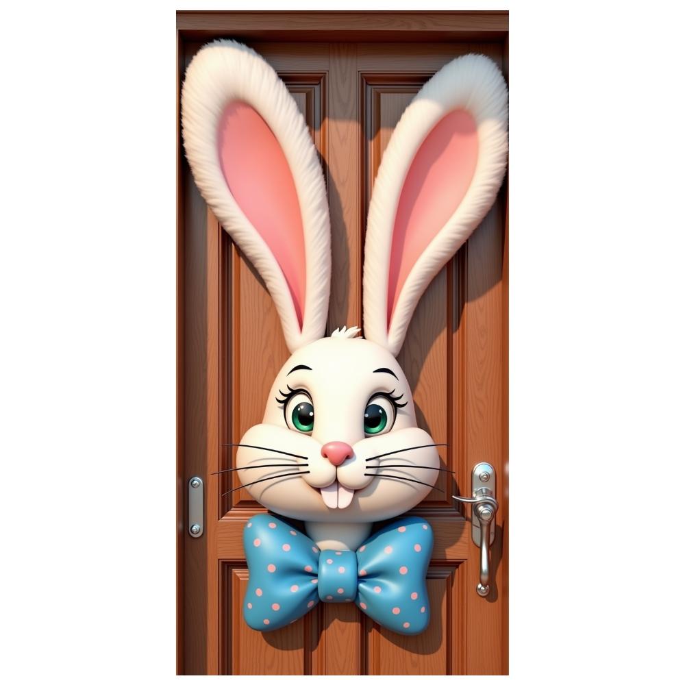 Bunny Celebration Display Pink Polka Dots Rabbit Background Easter Display Cartoon Easter Decor Banner For Holiday Gift Holiday