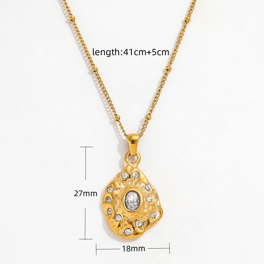 Joolim 18K Gold Plated Jewelry Dainty Zirconia Pave Irregular Pendant Bead Chain Necklace Stainless Steel Jewelry золотой