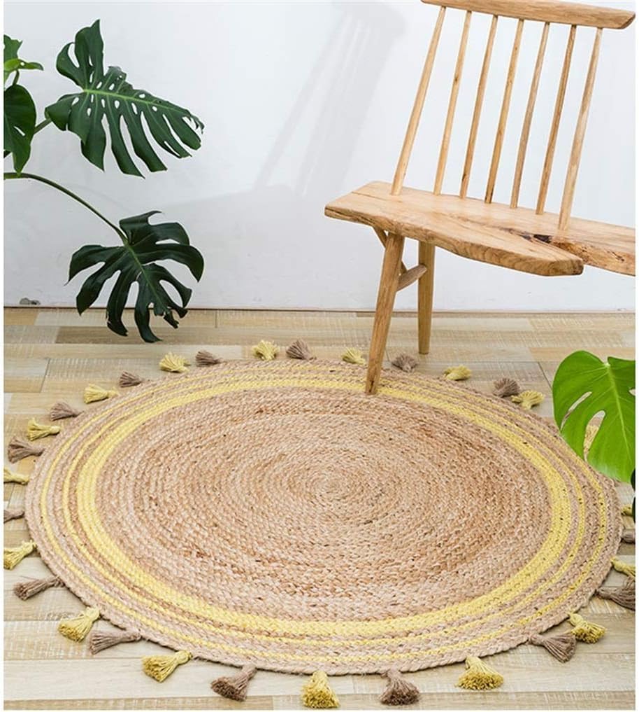 Jute Teppich Handgefertigter Teppich Rund Naturteppich für jeden Raum Look Rustikal Dekor Für jeden Raum