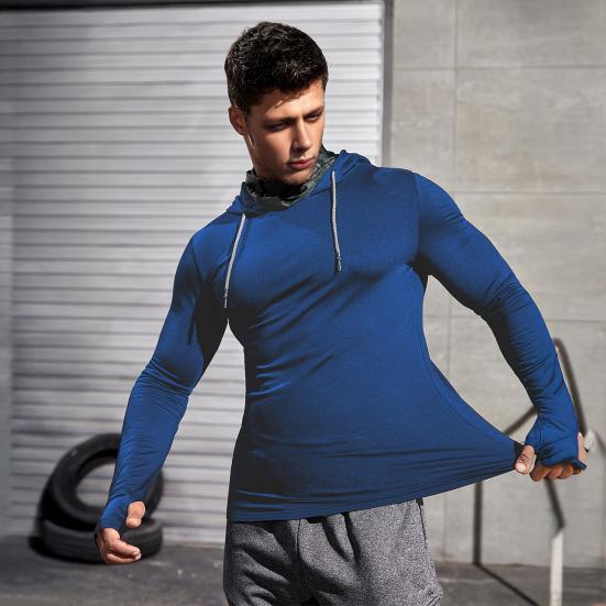 Herren Hoodie mit Gesichtspolster Kompression Langarm Basisschicht Schnelltrocknend Winter Ski Laufen Unterhemd