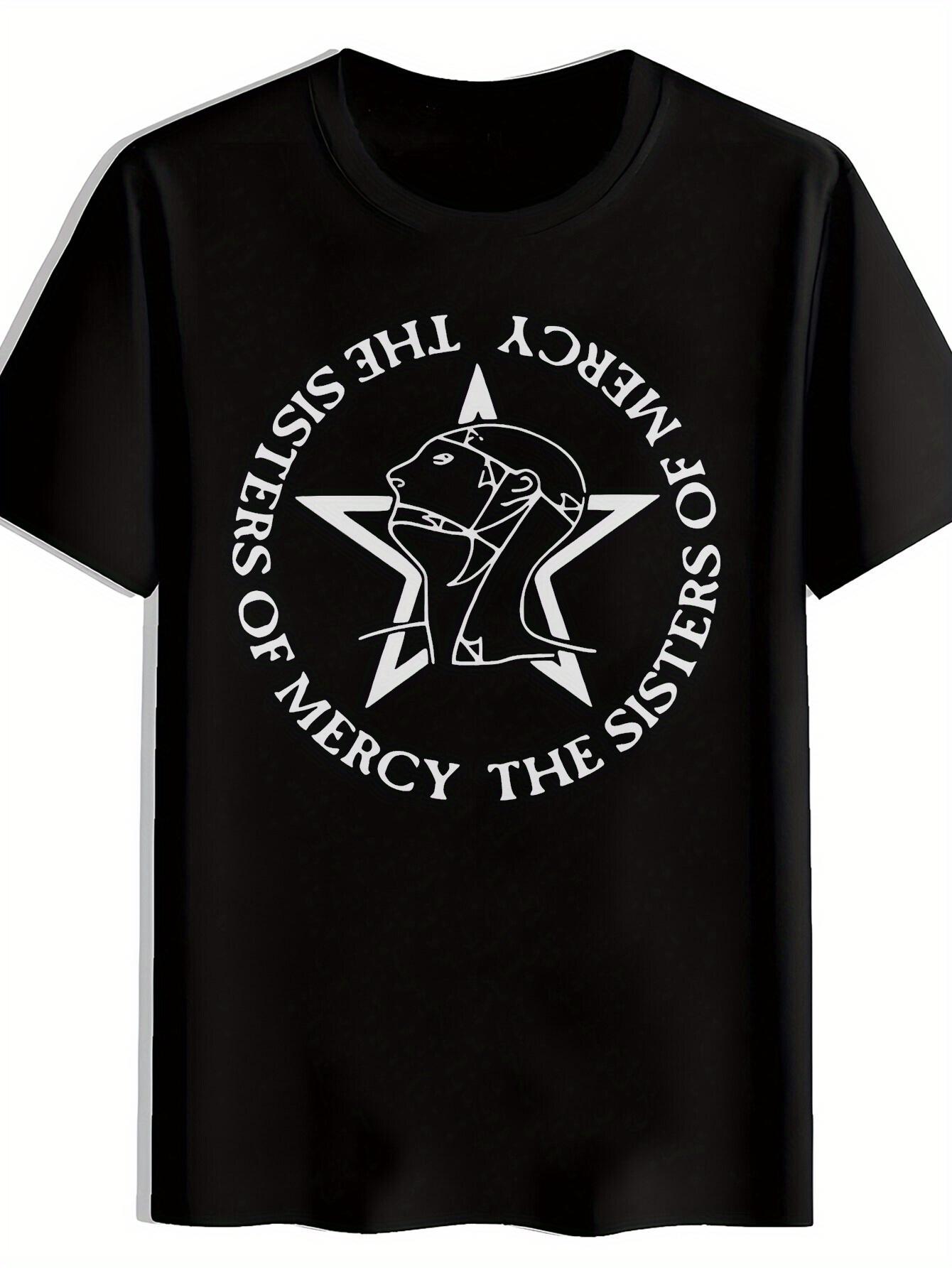 T-shirt The Sisters of Mercy Graphic Print - Black Band Tee with White Star & Portrait Design XXXXL