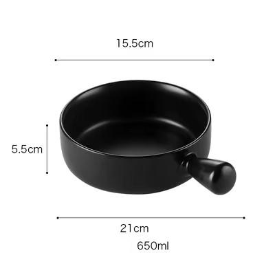 Factory Direct Sell Color Glazed Matte Nordic Baking Bowl Noodle Salad Bowl Ceramic Bowl With Handle