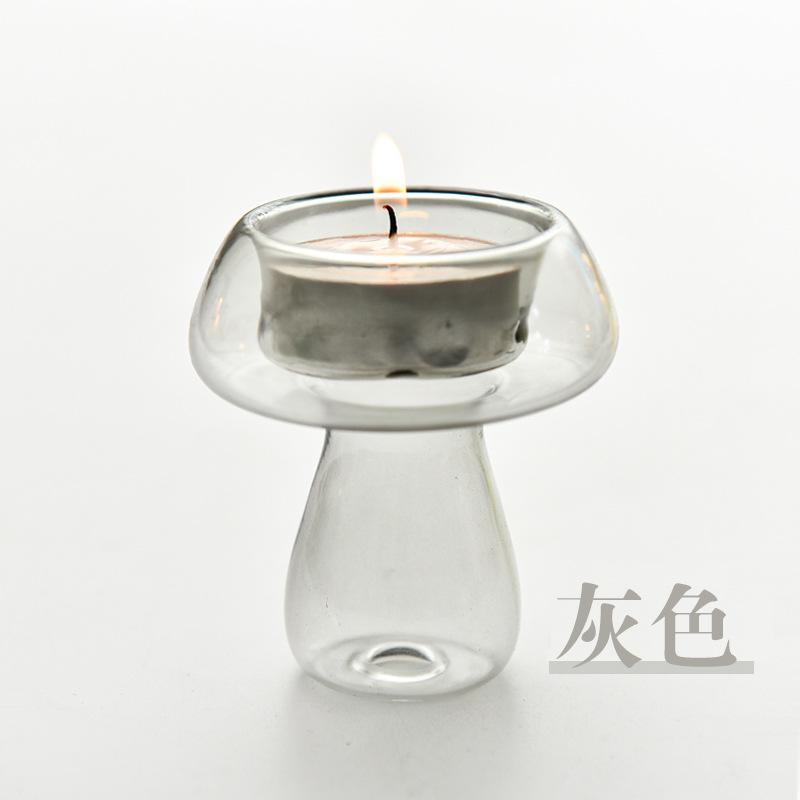 Creativity Mushroom-Shaped Candle Holder Glass Candlesticks Cute Room Decoration Desktop Ornament Home Decoration Ambiance Gifts