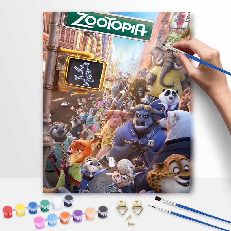 Disney Zootopia oil painting art set handmade diy gift home decoration 20x30cm