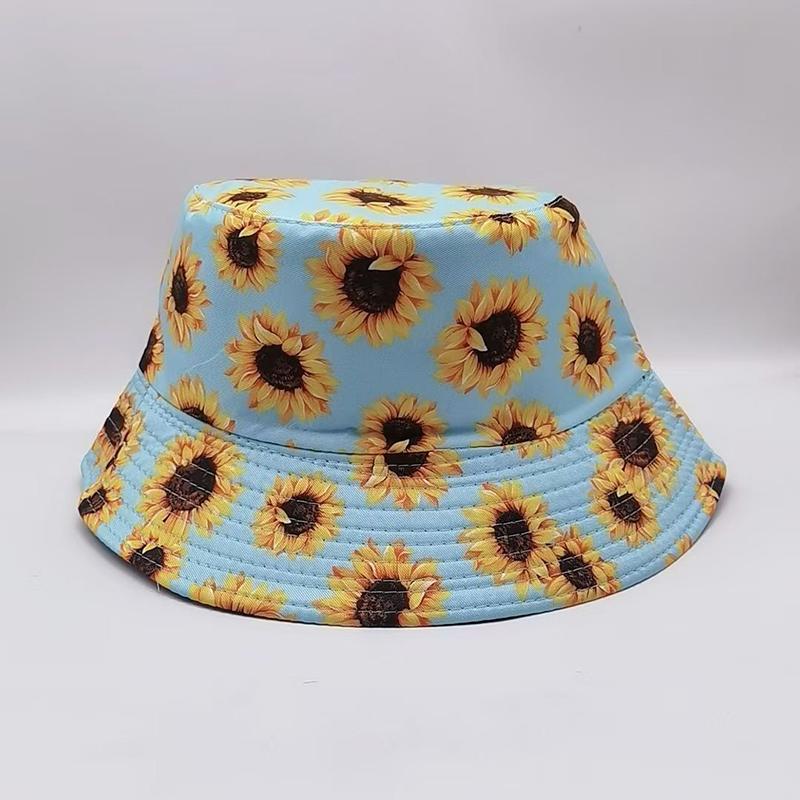 Sommer-Gänseblümchen Eimerhut Damen Mode Baumwolle Strand Sonnenhüte Wende Bob chapeau Femme Blumenhut Fischerhut