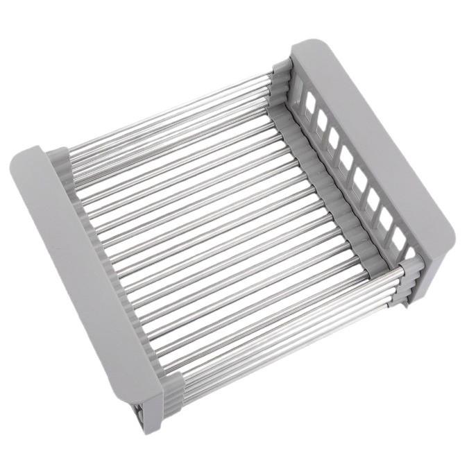 Telescopic Stainless Steel Sink Drain Rack - Multipurpose Basket for Dishwashing, Vegetable & Fruit Storage