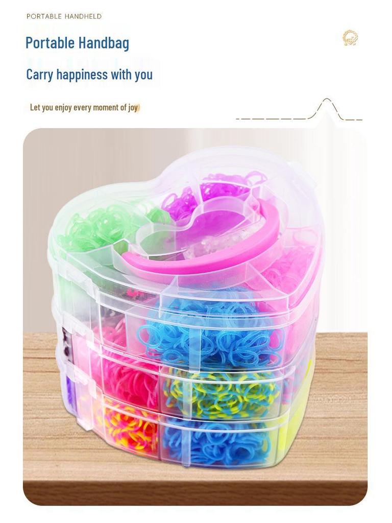 Liten Ferskenhjerte DIY Regnbue Strikkarmbåndsett: Pedagogisk leke for barn