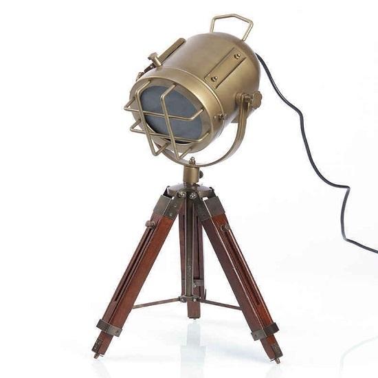 Home Décor Antique Spot Light Table Tripod Antique Collectible Search Light