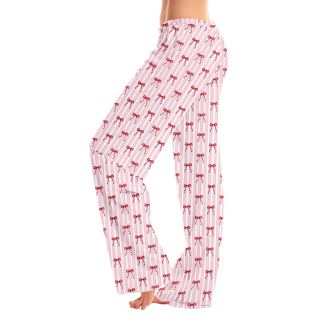 Women's Christmas Print Pajama Pants Casual Sleep Bottoms Without Holiday Home Wear