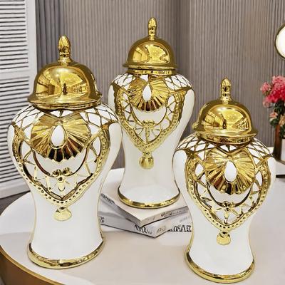 Flower Vase Ceramic Light Electroplating General Jar Crafts Ornament Soft Decor Storage Pot Home Decoration Tall Floor  Vase