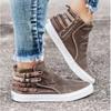 Ladies Canvas Shoes 2024 Autumn High Top Belt Buckle Women Casual Loafers Flats Plus Size Zipper Denim Women Shoes Zapatos Mujer