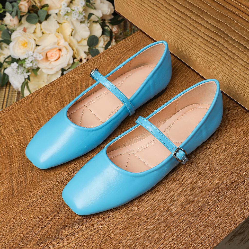 Fashion Flat Shoes for Women 2025 Spring and Autumn French Square Toe Silver Mary Jane Plus Size Women's Shoes Zapatos Mujer ladies