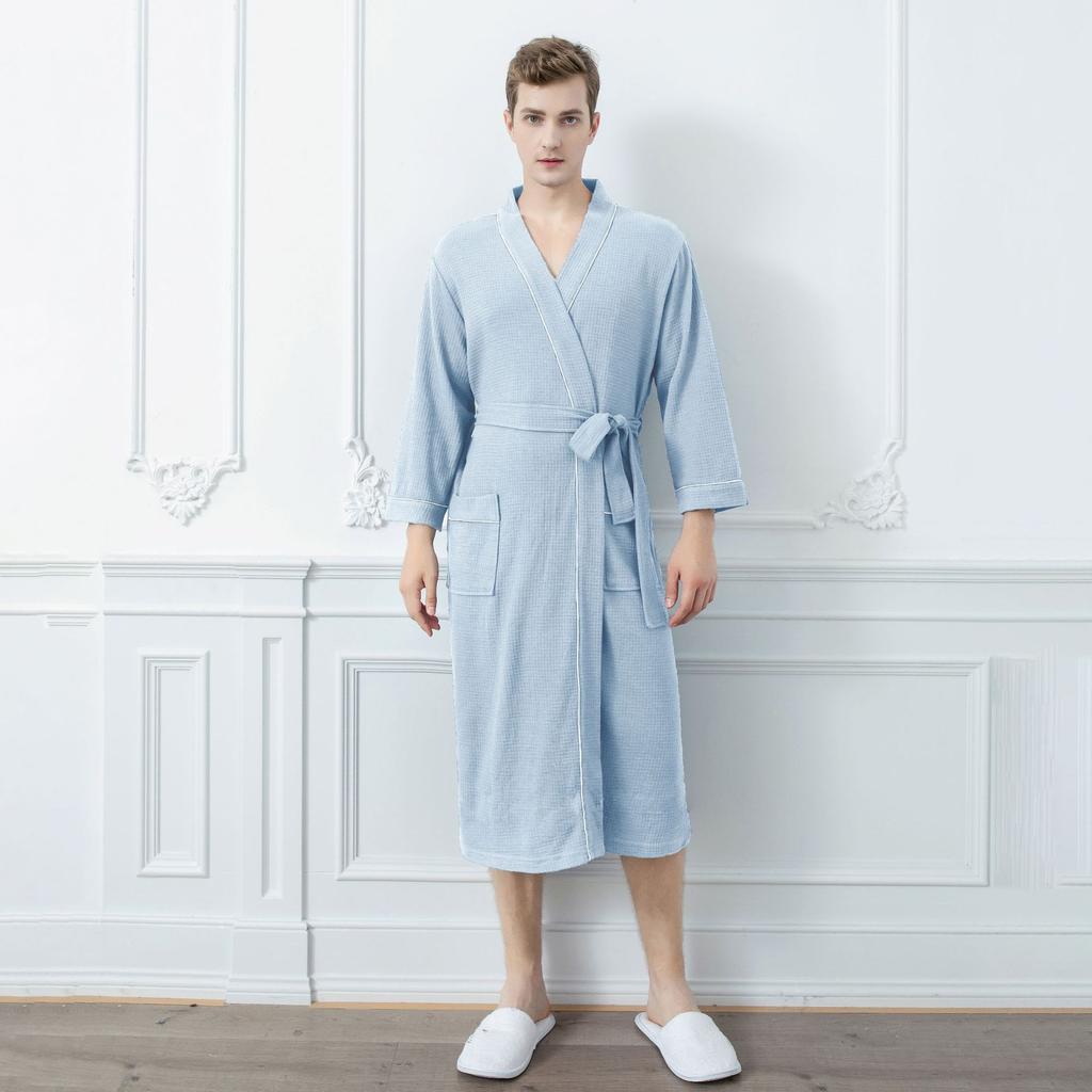 GMXIA Accappatoi da donna per primavera e autunno: Accappatoi Lunghi, da Coppia, Sottili, Assorbenti, Accappatoi e Vestaglie in Poliestere-cotone a Nido d'Ape