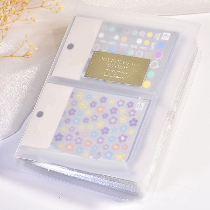 80 sloturi unghii autocolante depozitare carte capacitate mare expoziție album foto card pachet buton tip manichiură autocolant caiet